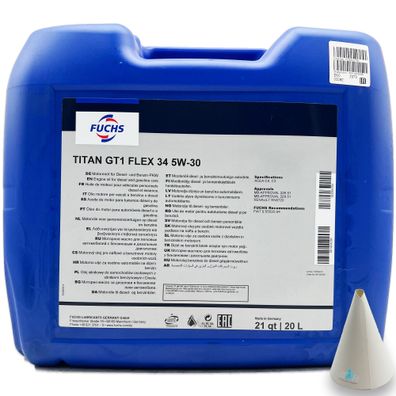 20 L Fuchs Titan GT1 Flex 34 5W-30 | MB226.51 | 229.51 | RN072