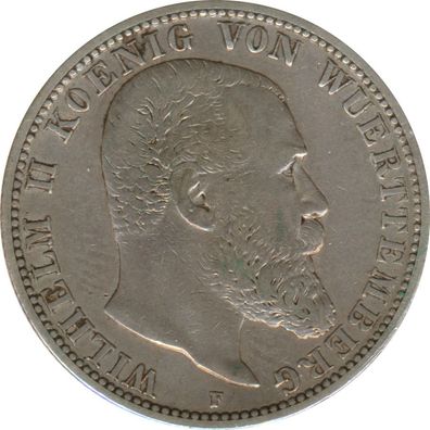 W?ürttemberg 2 Mark 1901 F Wilhelm II Silber*