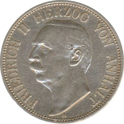 Anhalt 3 Mark 1909 A Friedrich II Silber*