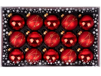 Kugelsortiment 15 Stk. 6cm Merry Red Sterne