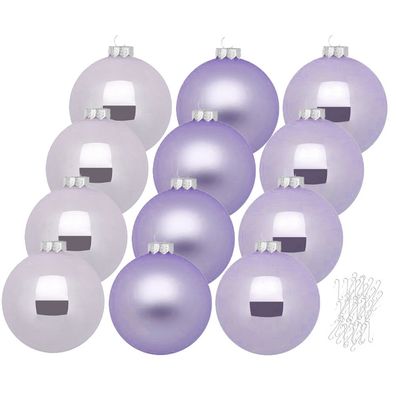 Weihnachtskugeln 12 Stk 8cm Dreamy Lilac mit Haken