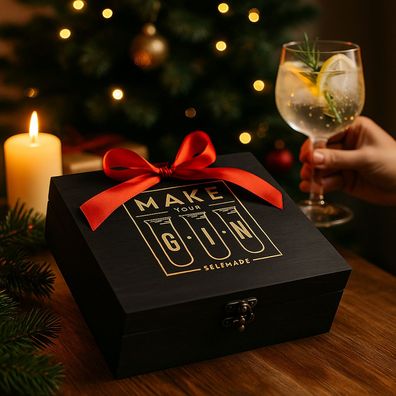 Make Your Gin - Exklusives Geschenkset in edler Holzbox | Gin zum Selbermachen