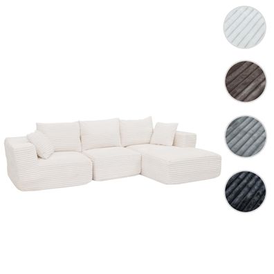 Sofa-Garnitur HWC-P20, Couch Loungesofa, Stoff Cord (370 g/m²) Liegefläche rechts
