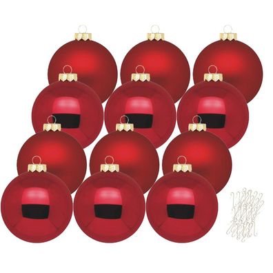 Weihnachtskugeln 12 Stk 8cm Ochsenblut mit Haken