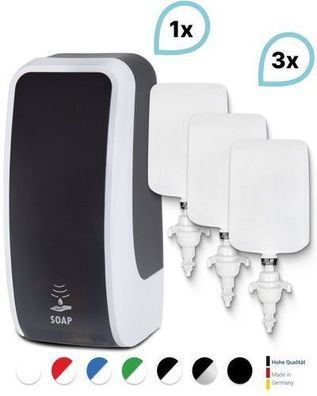 SET: Schaumseifenspender SENSOR, Blanc Cosmos + 3x 1-Liter Schaumseife antibakteriell