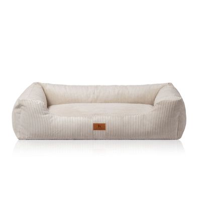 Knuffelwuff Hundebett aus Cord mit Handwebcharakter Olivia in beige