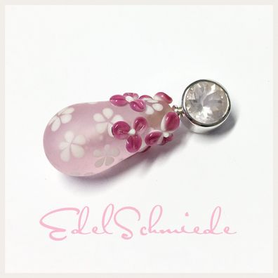 Edelschmiede925 Glasperlen Anhänger 925 Silber mit Rosenquarz