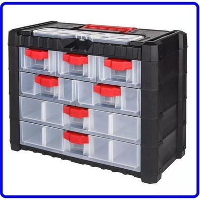 Werkstatt-Magazin Kunststoff 400x340x200 mm 7 transp. Schubladen 19 Fächer