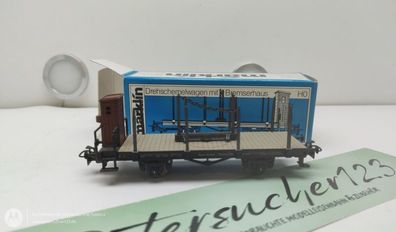Märklin H0 AC 4697 Drehschemelwagen mit Bremserhaus / H10 / DB / OVP blau
