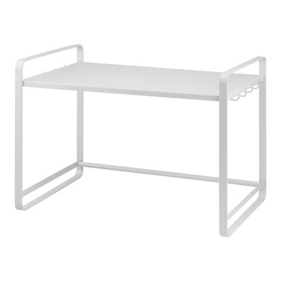 bremermann Mikrowellenregal, Bäckerregal mit Hakenleisten, Metall in weiß