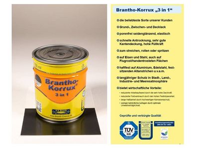 Brantho Korrux 3in1 Rostschutz 750ml RAL 9011 graphitschwarz Metallschutzfarbe