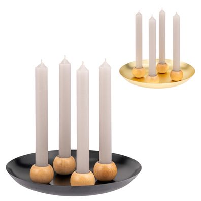 bremermann Tablett | 4 magnetischer Kerzenhalter | Stabkerzen Kerzenständer