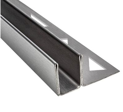 Glaszentrum Hagen - 2440x19x9 mm U Edelstahl Wandprofil - Bodenprofil - Einsatzprofil