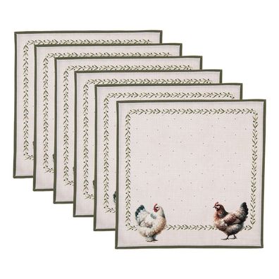 Clayre & Eef Servietten Baumwolle 6er Set 40x40 cm Beige Baumwolle (Gr. (6) 40x40 cm)