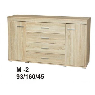 Marino Große Kommode 160 cm Sonoma Schubladen + Regale Wohnzimmer