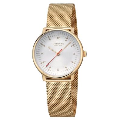 Mondaine Armbanduhr MLE.33111. SM Doppio Saphirglas, 33mm, Milanaise Goldfarben