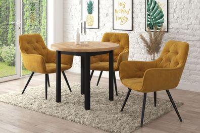 Essgruppe A44, Esszimmer Set , Esstisch mit 3 Stühlen- Farbe wählbar