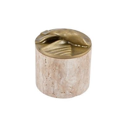 Aufbewahrungsbox - Schmuckdose aus Naturstein mit Messing-Deckel - Runde Design-Dose