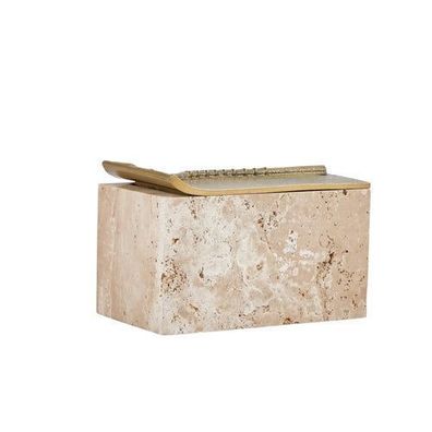 Aufbewahrungsbox - Schmuckdose aus Naturstein mit Messing-Deckel - Rechteckige Design