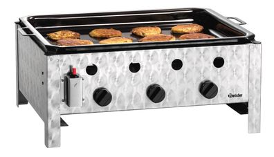 Gas Tischbräter Grill 3 Heizzonen emaillierte Grillpfanne 705 x 540 mm neu