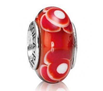 Pandora Blumen-Glas Rot, Muranoglas-Charm 79646