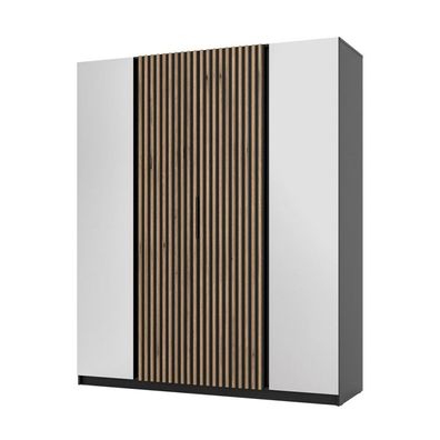 Grand 12 Kleiderschrank mit Lamellen und Spiegel geräumigen Regalen