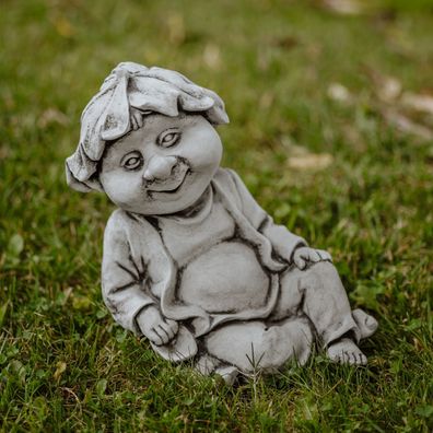 Steinfigur Gnom Wichtel aus Steinguss, 16 x 25 x 24 cm, Grau, 5 kg, Frostsicher