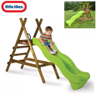 Little Tikes Holzrutsche Grün - Robuste Wellenrutsche aus Holz für Kinder im Garten