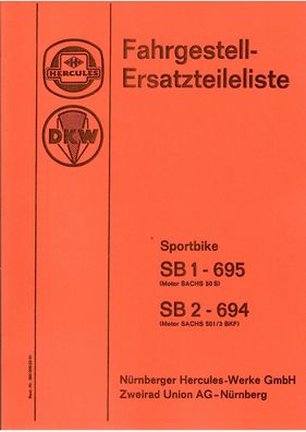 Ersatzteilliste Fahrgestell Hercules Sportbike, Mokick, Oldtimer, Klassiker