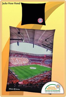 Bettwäsche FC Bayern München Allianz Arena FCB Reißverschluss Gr. 135x200cm NEU