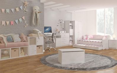 Best For Kids 7-teiliges Kinderzimmer Komplett Set mit Bett, Schrank, Schreibtisch