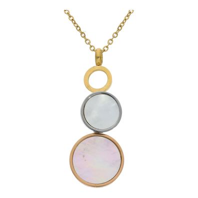 Anhänger mit Kette Damen Edelstahl Gold plattiert Perlmutt Tricolor JL45-05-0129