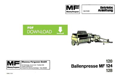 Betriebsanleitung Massey Ferguson Ballenpresse MF120, MF124, MF128