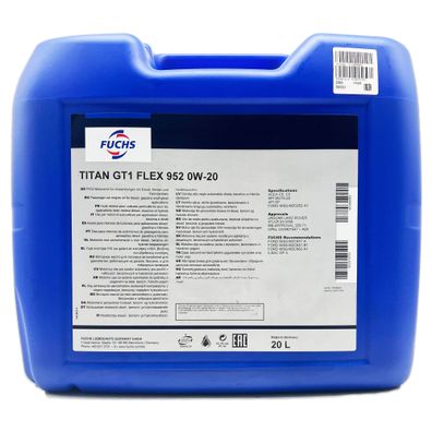 20 L Fuchs Titan Gt1 Flex 952 0W-20 Motoröl Öl 0W20 | MB | Jaguar | Opel |
