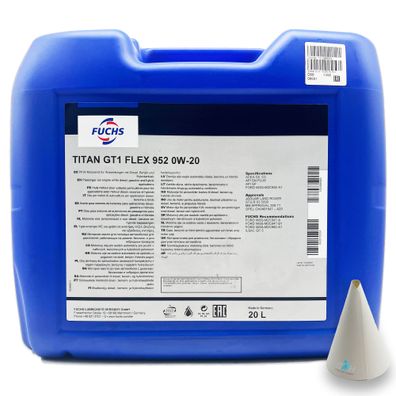 20 L Fuchs Titan Gt1 Flex 952 | 0W-20 | MB229.71 | STJLR.03.5006 | Opel | Jaguar
