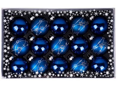Kugelsortiment 15 Stk. 6cm Midnight Blue Sterne