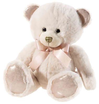 Heunec Bär Pearlie 'Taupie' mit Rosé-Schleife mittel Größe 23 cm