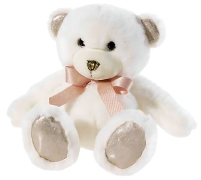 Heunec Bär Pearlie 'Creamie' mit Rosé-Schleife klein Größe 18 cm