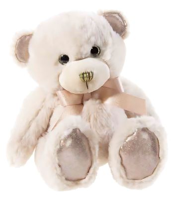 Heunec Bär Pearlie 'Taupie' mit Rosé-Schleife klein Größe 18 cm