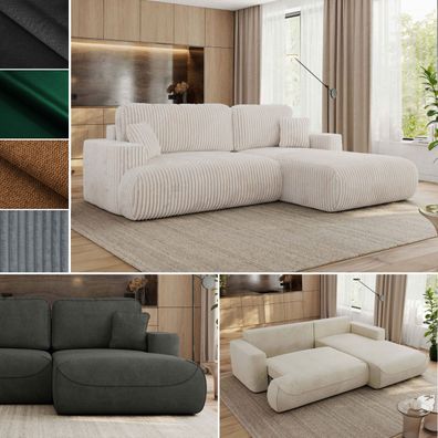 Ecksofa mit schlaffunktion L form OVO Rechts Links Bettkasten lose Kissen