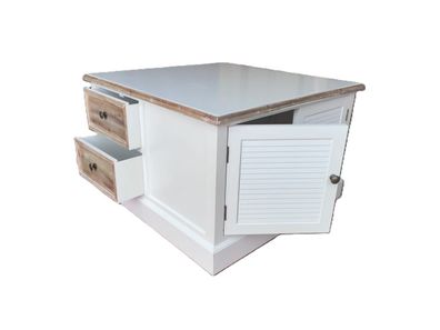 Couchtisch Nantes weiß Holz Vintage Look 90x90 cm