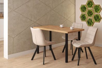 Essgruppe A49, Esszimmer Set , Esstisch mit 3 Stühlen-Farbe wählbar