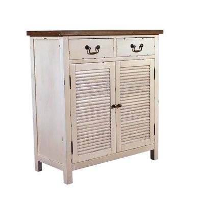 Kommode Bretagne Holz Vintage Look creme weiß