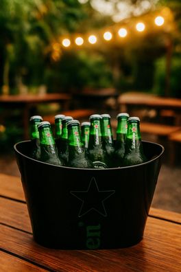 Heineken Flaschenkühler Schwarz – Premium Getränkekühler aus Kunststoff mit Ste
