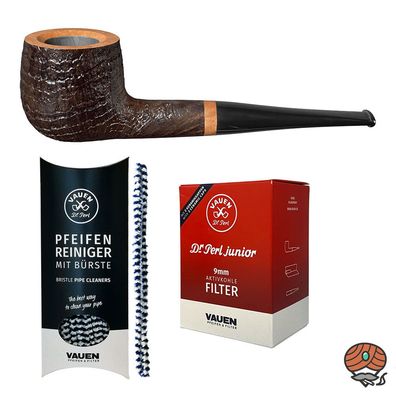 VAUEN Pfeife Mokka 5209, dunkelbraun, sandgestrahlt, 9mm, Angebot mit Zubehör