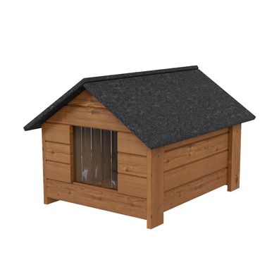 QLS Hundehütte Wetterfest Hundehaus Hundehöhle Winterfest Isoliert Holz 84x68cm 10336