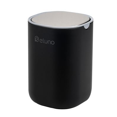 eluno Kosmetikeimer/ Tischabfalleimer EDOLO 1,5 Liter, aus schwarzem Kunststoff