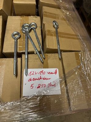 Gerüstösen Ösenschrauben Augenschraube Ringschraube verzinkt 12 x 190 Palette 38