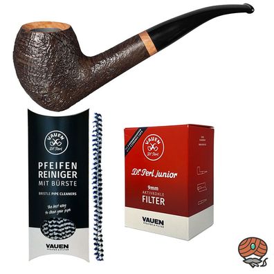 VAUEN Pfeife Mokka 5241, dunkelbraun, sandgestrahlt, 9mm, Angebot mit Zubehör