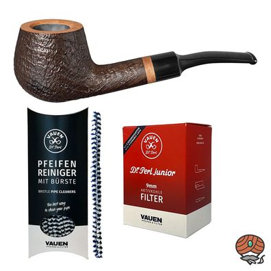 VAUEN Pfeife Mokka 5240, dunkelbraun, sandgestrahlt, 9mm, Angebot mit Zubehör